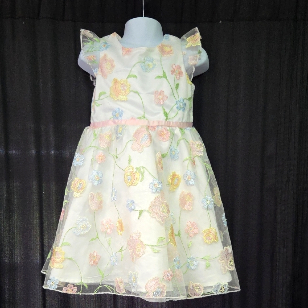 Rare Editions Floral Embroidered Dress